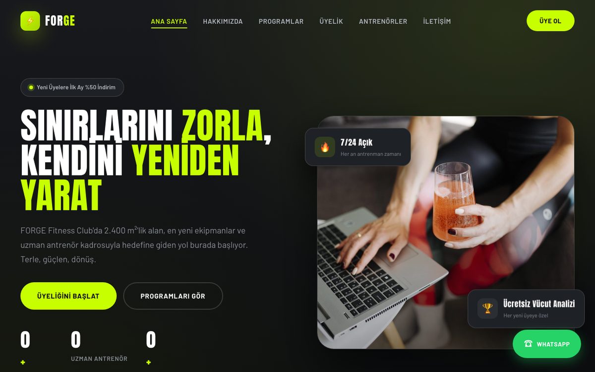 FORGE — Sağlık & Wellness web sitesi teması önizlemesi