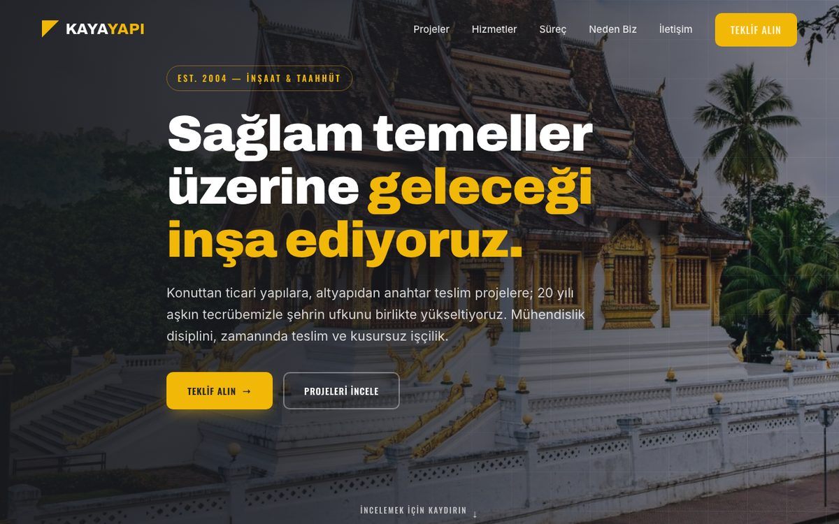 Kaya Yapı tema önizlemesi