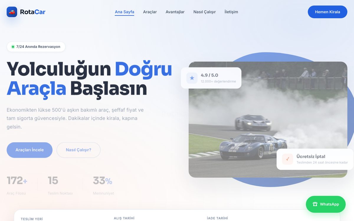RotaCar tema önizlemesi